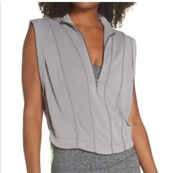 Gray Sleeveless Zip-Up Top - Picture 1 of 4